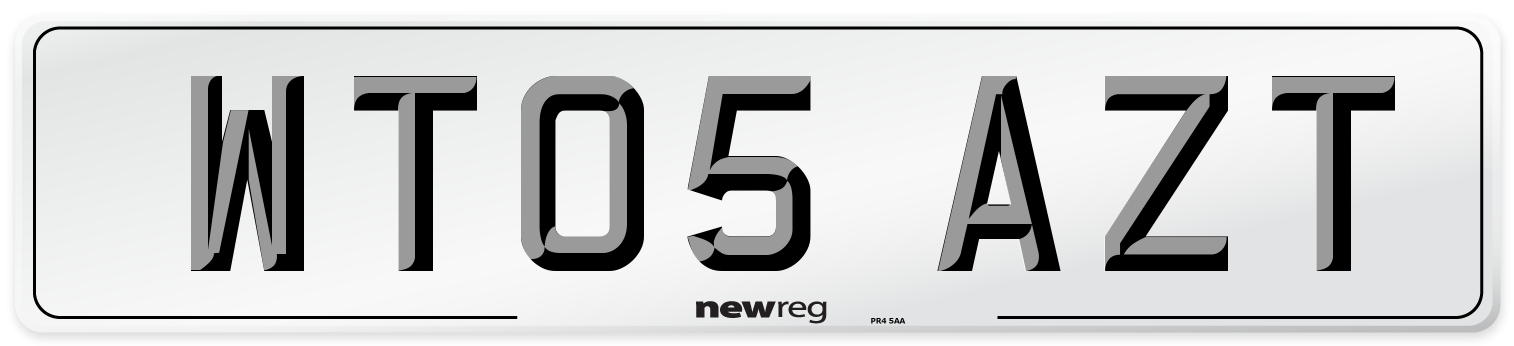 WT05 AZT Number Plate from New Reg